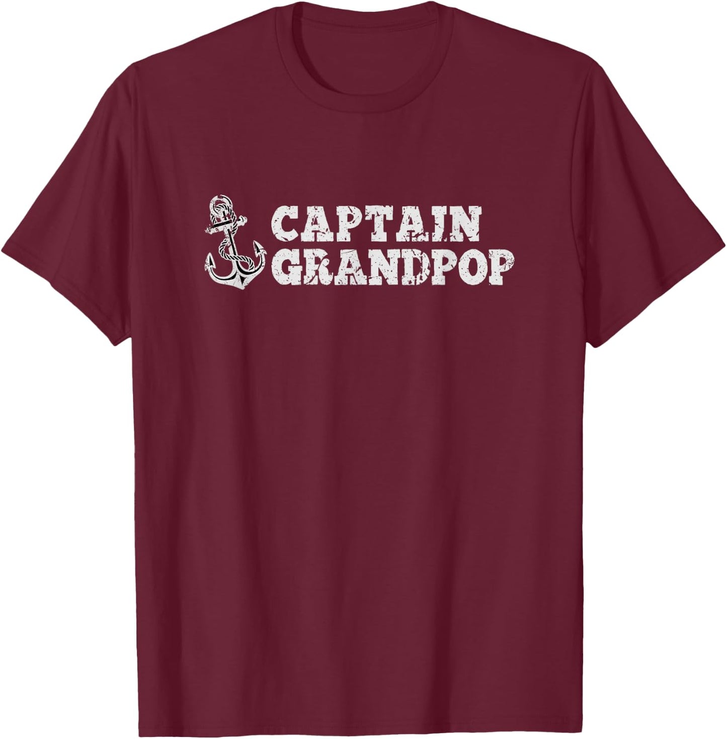 Captain Grandpop Sailing Boating Vintage Boat Anchor Grandpa T-Shirt - T-Shirt | Maroon
