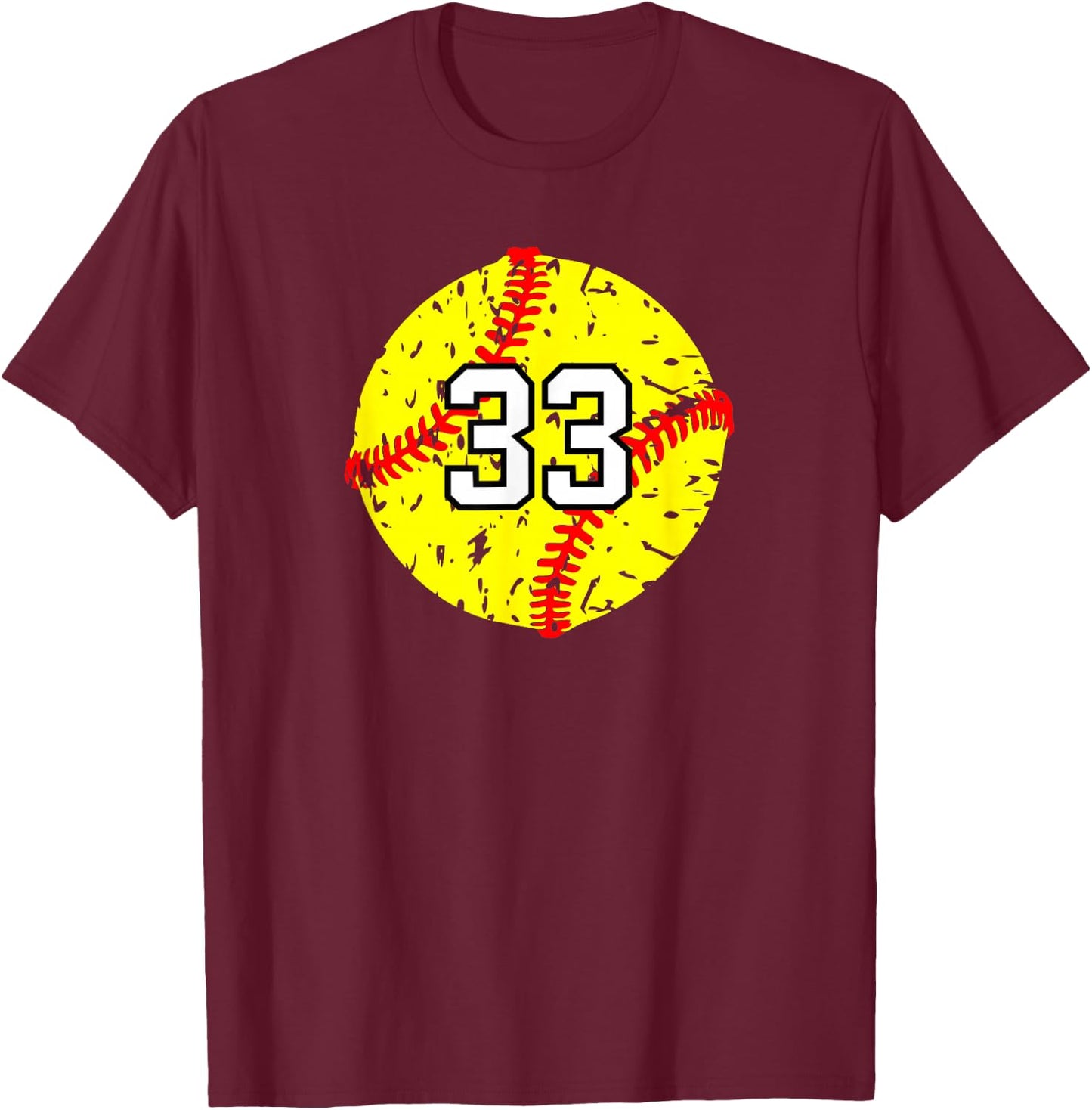 Softball Number #33 T-Shirt - T-Shirt | Maroon
