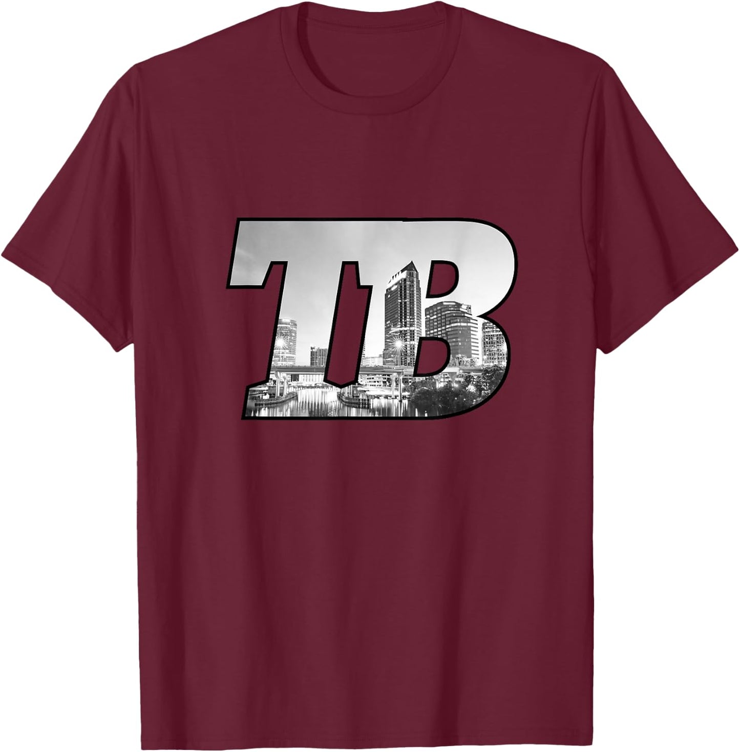 TB Tampa Bay City Skyline of Tampa Bay Florida T-Shirt - T-Shirt | Maroon