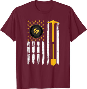 Gold Panning American Flag Gold Panner Gold Prospecting T-Shirt - T-Shirt | Maroon