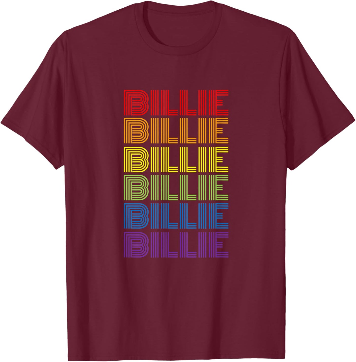 Retro Style Billie Rainbow T-Shirt - T-Shirt | Maroon