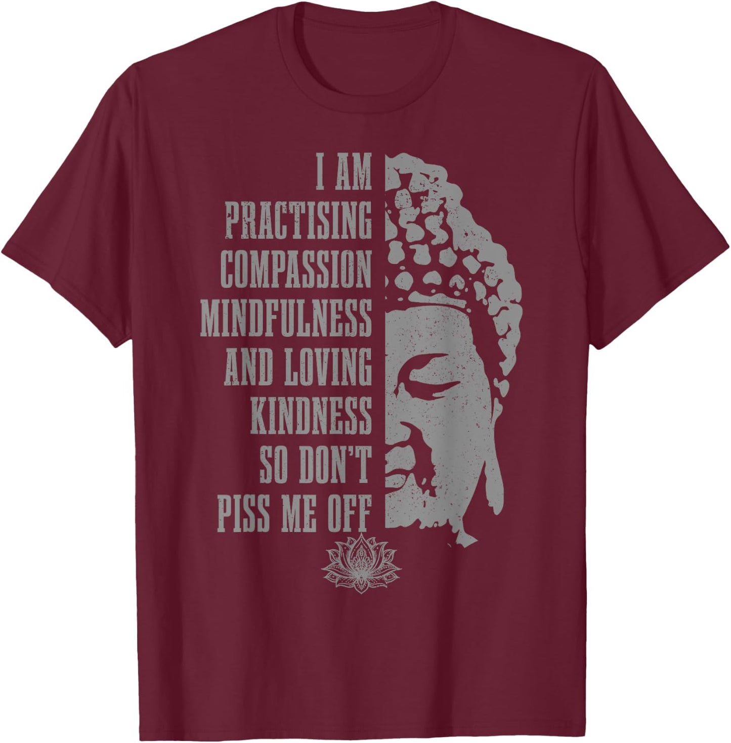 Buddhism Yoga Buddha Meditation Funny Vintage Yogi T-Shirt - T-Shirt | Maroon