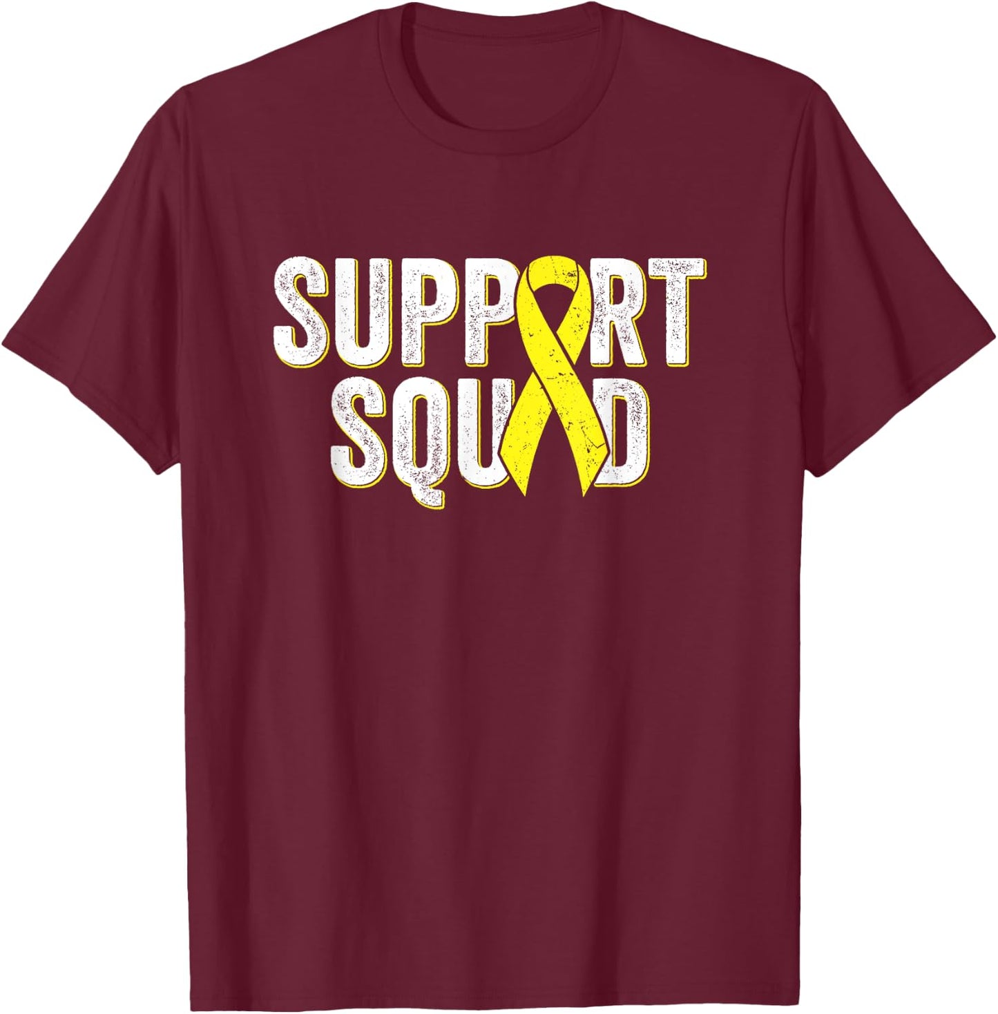 Ewing's Sarcoma Support Squad - Yellow Awareness Ribbon T-Shirt - T-Shirt | Maroon