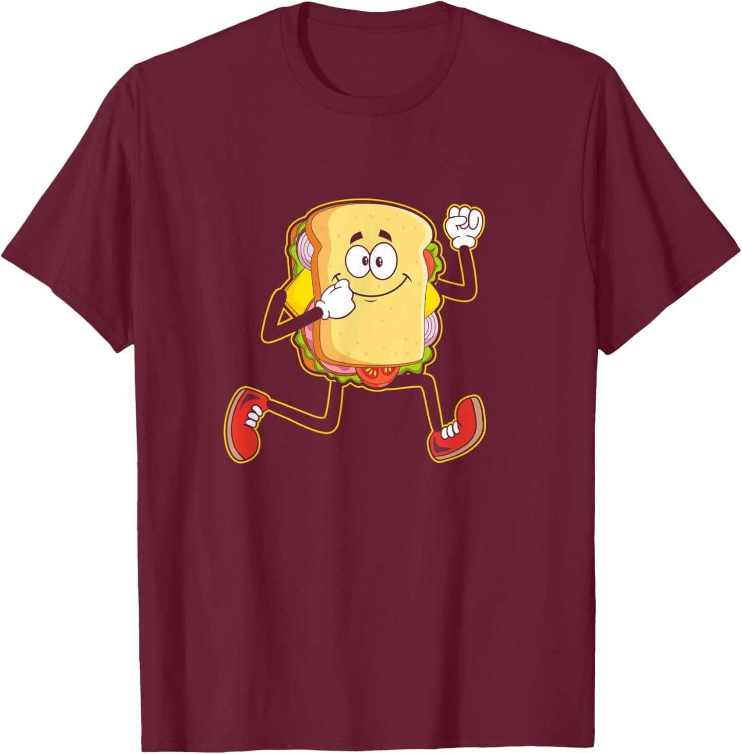 Sandwich Day making Cardio, Foodie Fast Food Running T-Shirt - T-Shirt | Maroon