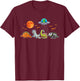 Pumpkin UFO Alien Dinosaur T Rex Halloween Kids T-Shirt - T-Shirt | Maroon