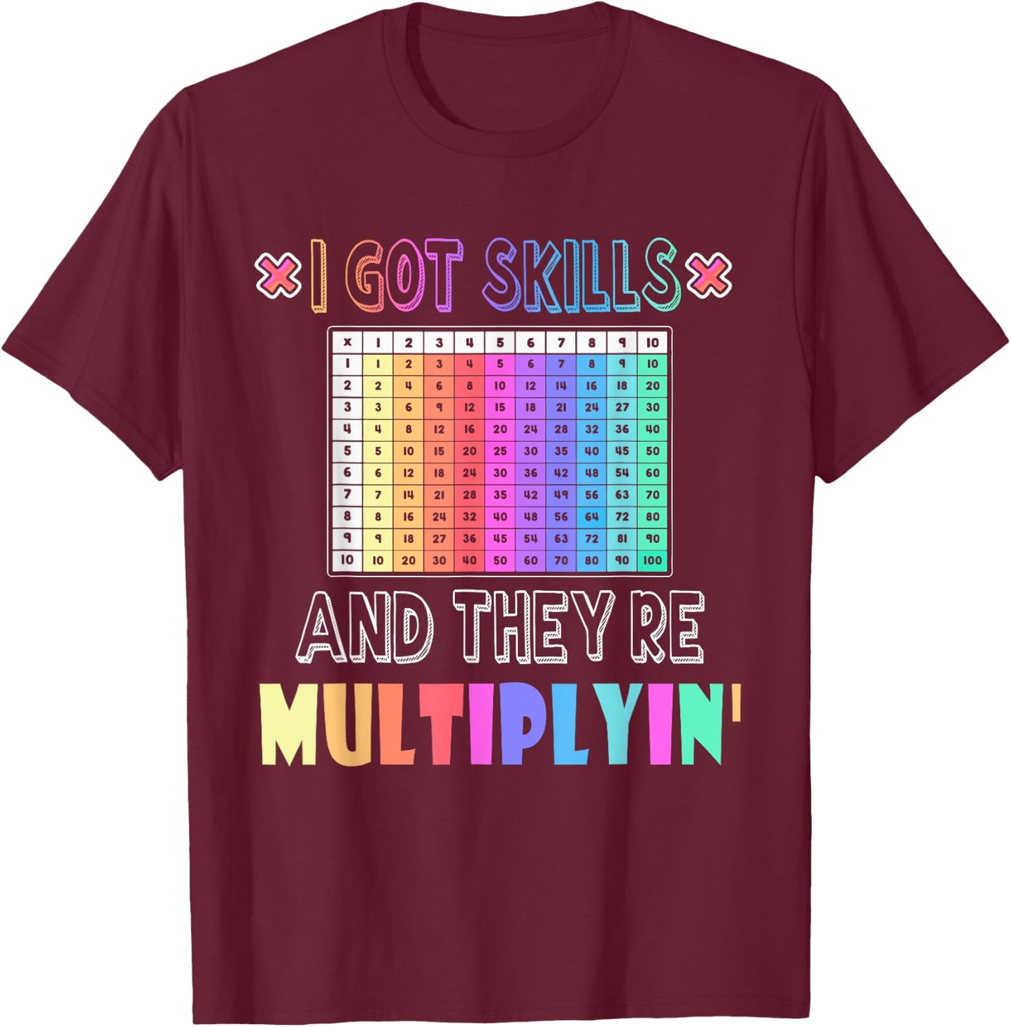 I Got Skills They're Multiplying Funny Math Teacher Women T-Shirt - T-Shirt | Maroon