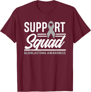 Glioblastoma Warrior Support Squad Glioblastoma Awareness T-Shirt - T-Shirt | Maroon