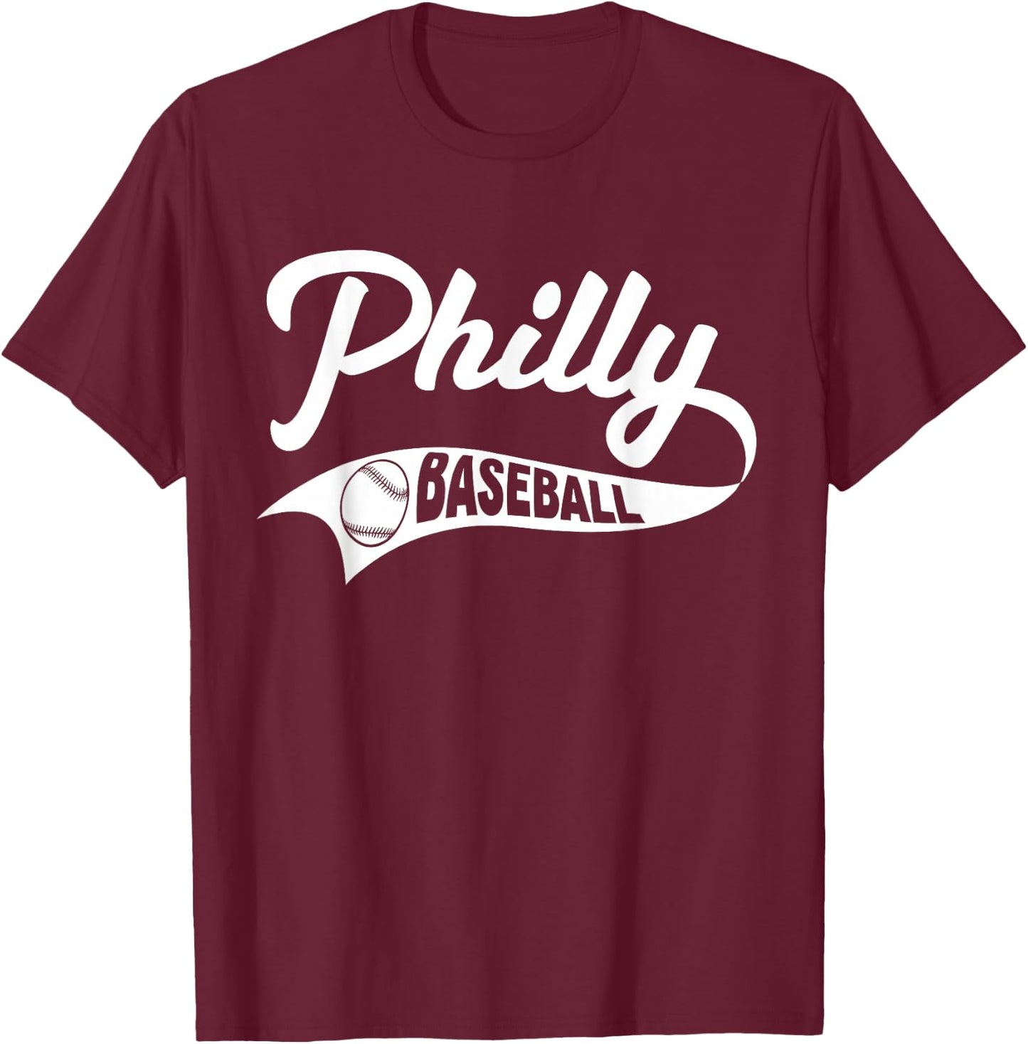 Retro Philadelphia Baseball Vintage Philly Swoosh Funny T-Shirt - T-Shirt | Maroon