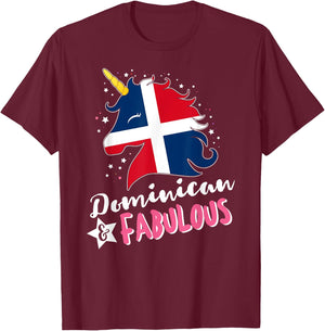 Dominican Unicorn Dominican Republic Flag T-Shirt - T-Shirt | Maroon