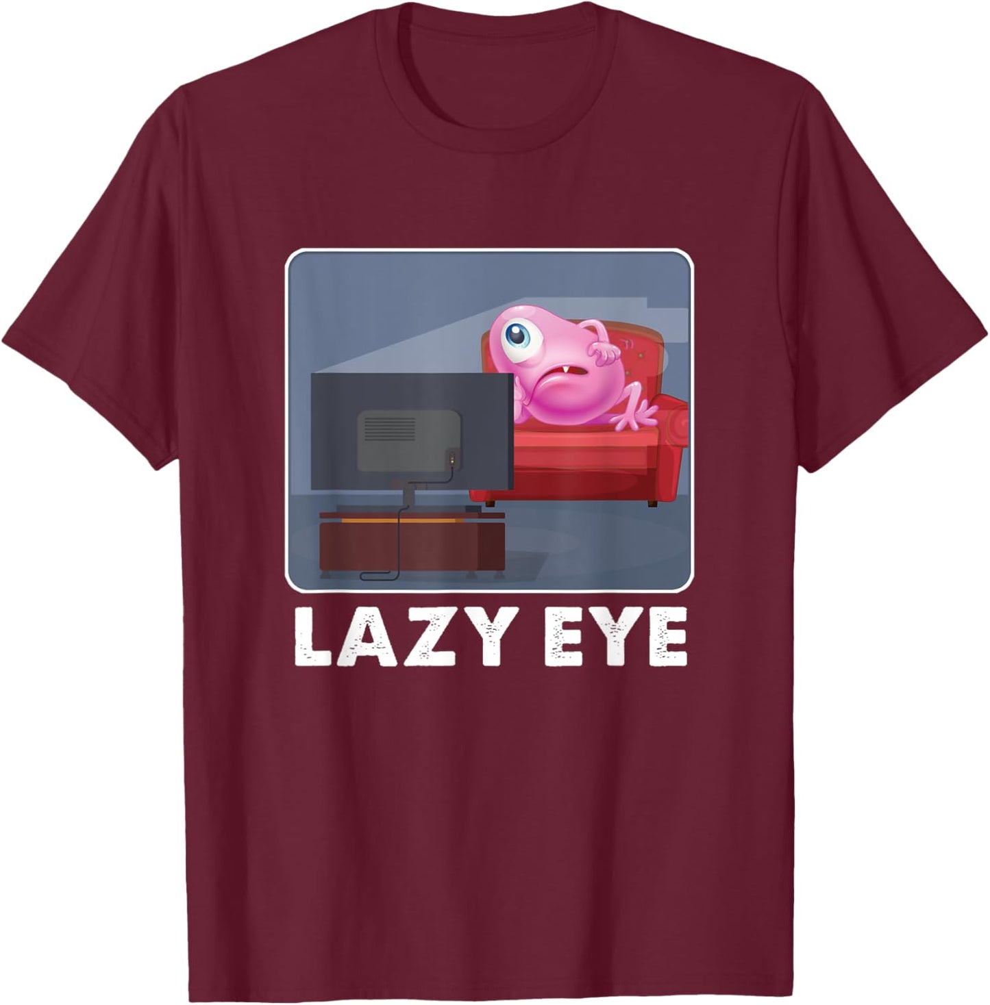 Lazy Eye Alien TV Recreation Gift T-Shirt - T-Shirt | Maroon