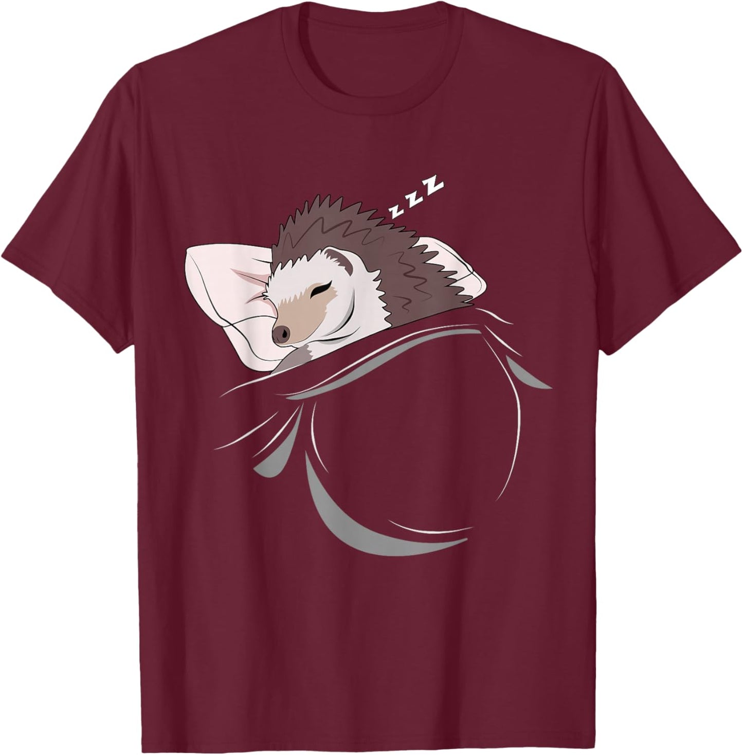 Hedgehog Sleeping Animal Pajamas Nap PJs Outfit Hedgehog T-Shirt - T-Shirt | Maroon