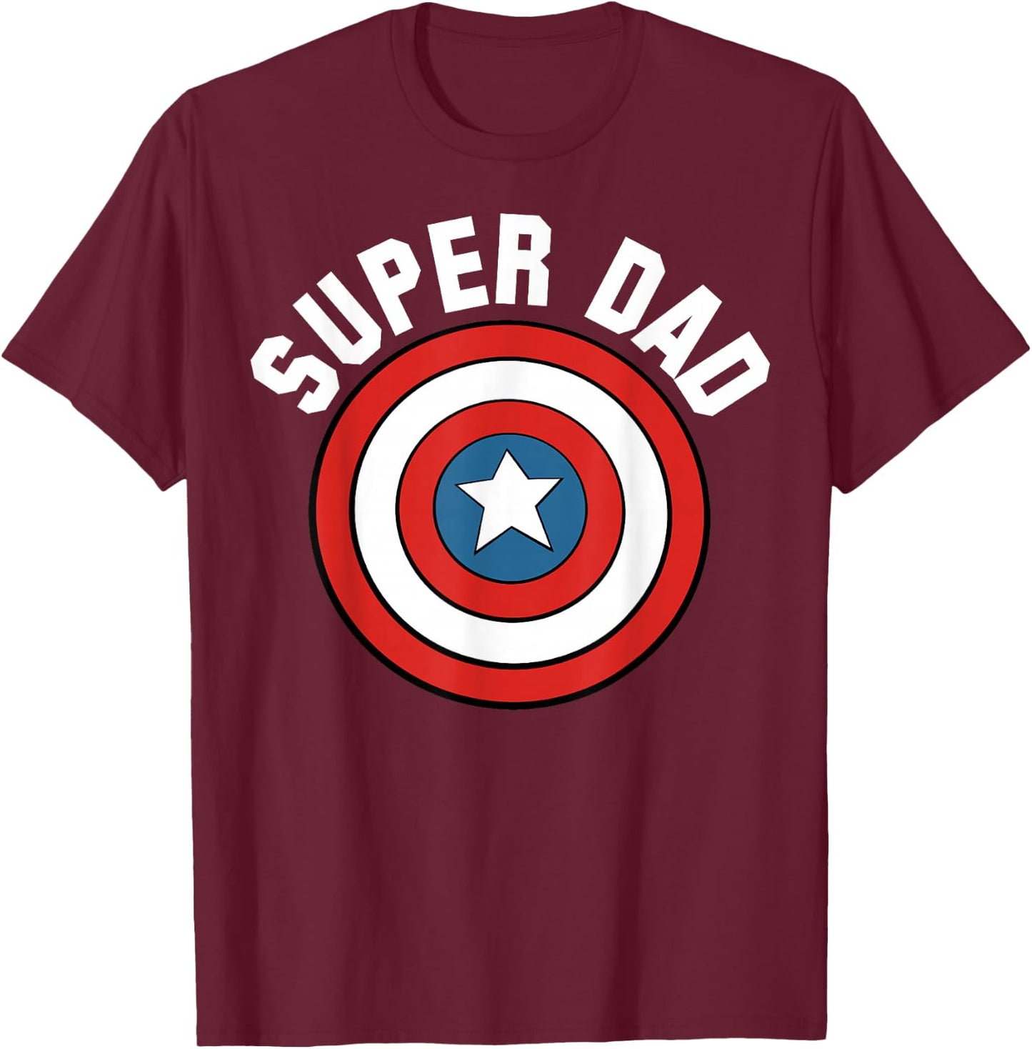 Marvel Father's Day Super Dad Captain America Shield T-Shirt - T-Shirt | Maroon