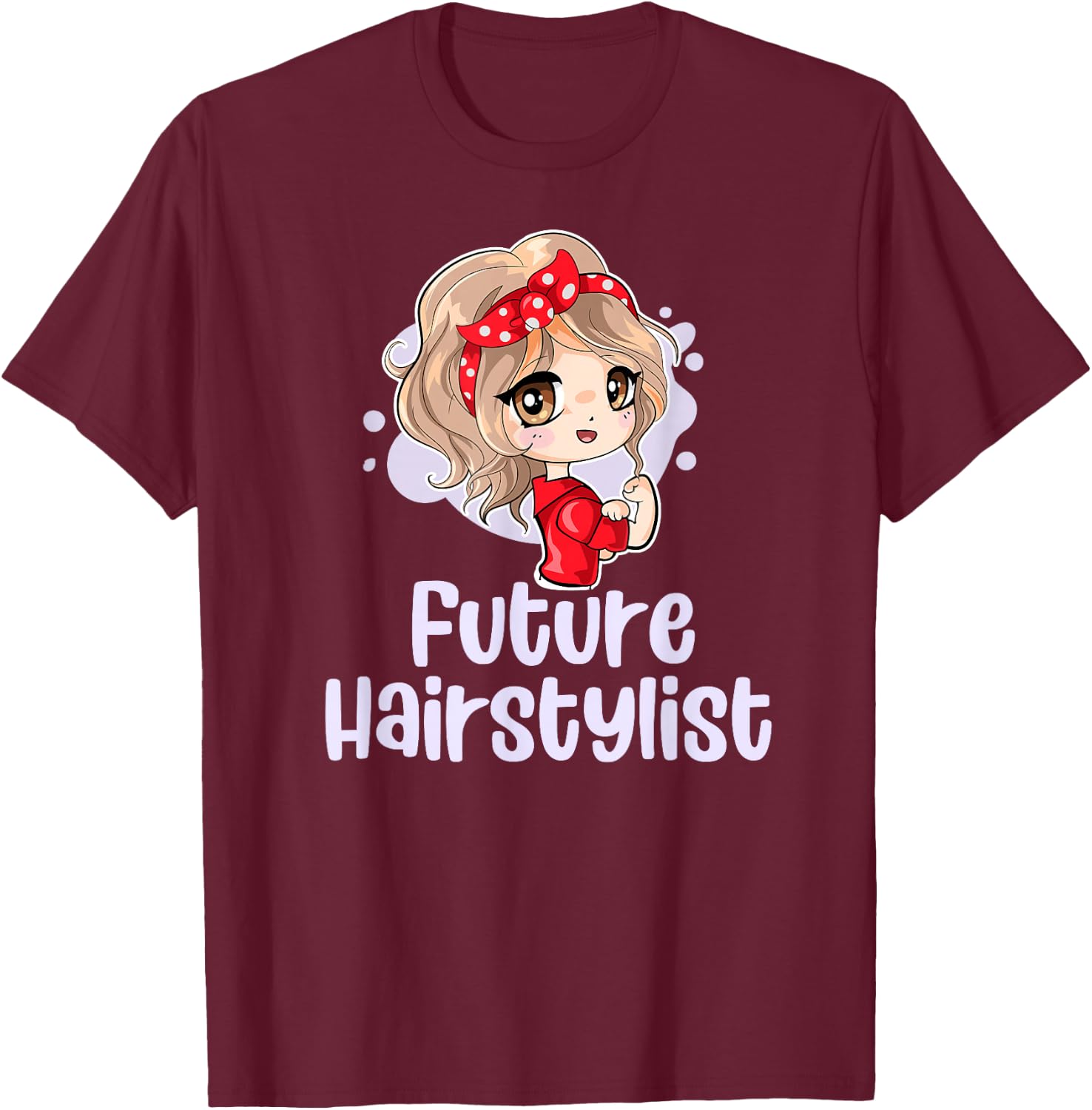 Future Hairstylist Cute Bandana Girl Daughter Hairdresser T-Shirt - T-Shirt | Maroon