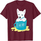 super cute white Siberian Husky puppy T-Shirt - T-Shirt | Maroon
