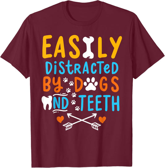 Dentist Dental Hygienist Assistant Dog Tooth Gift T-Shirt - T-Shirt | Maroon