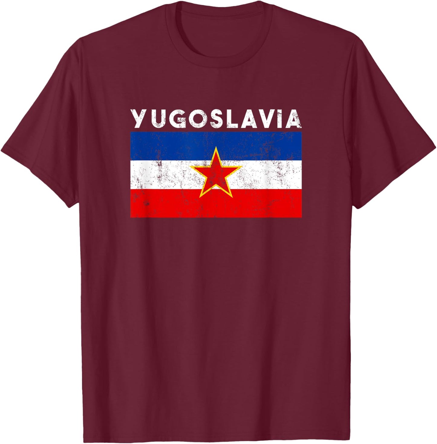 Yugoslavia Map Flag, Yugoslavia T-Shirt - T-Shirt | Maroon