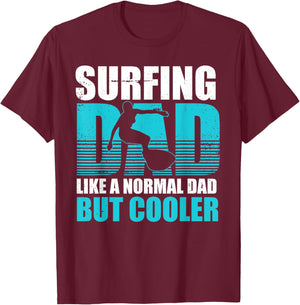 Surfing Dad Surfboard Summer Surfboarding Fathers Day Gift Men T-Shirt - T-Shirt | Maroon
