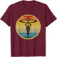 Fun Retro Caduceus (Medical Symbol) Vintage Design T-Shirt - T-Shirt | Maroon