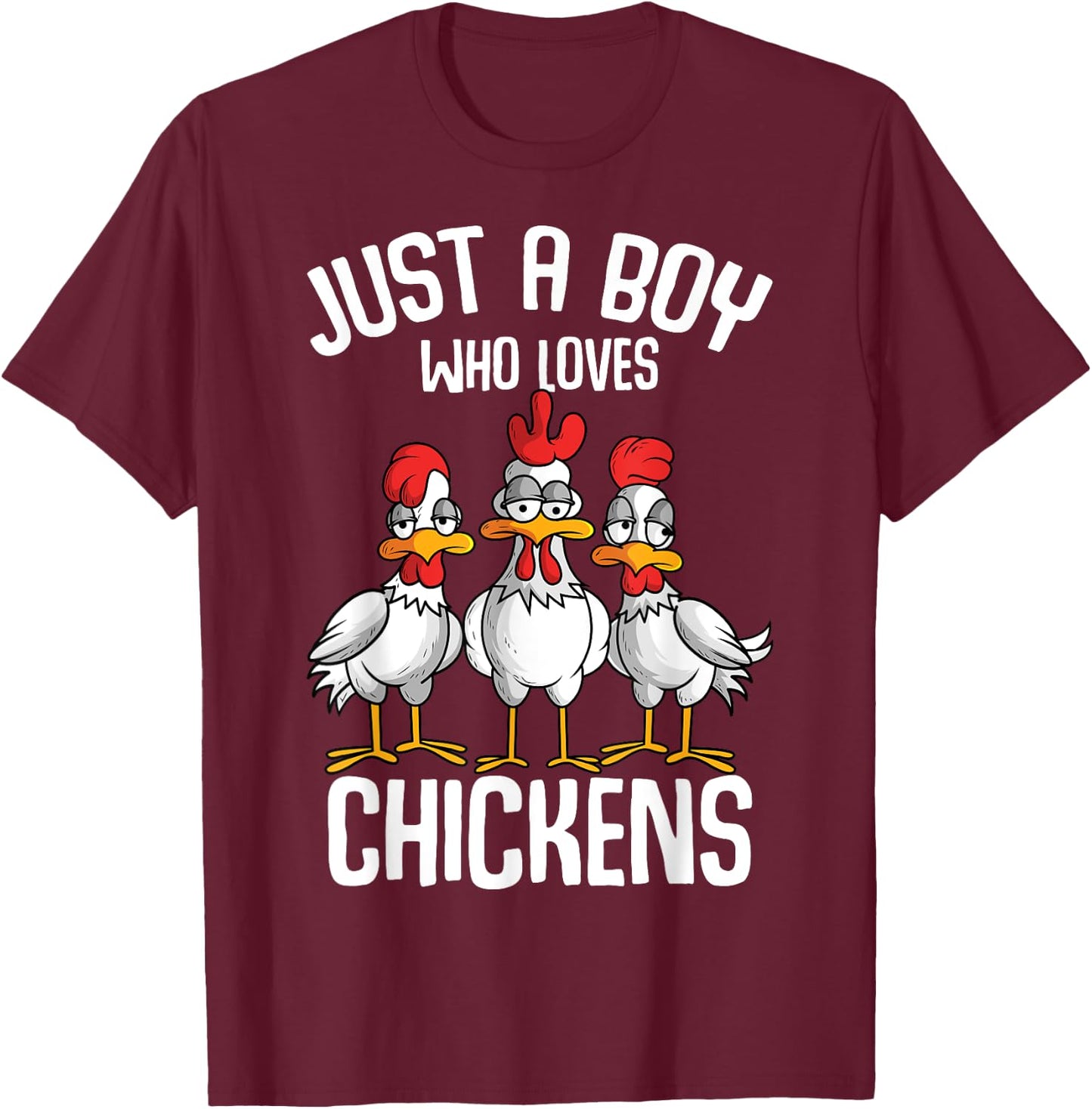 Just a Boy who loves Chickens Boys Kids T-Shirt - T-Shirt | Maroon