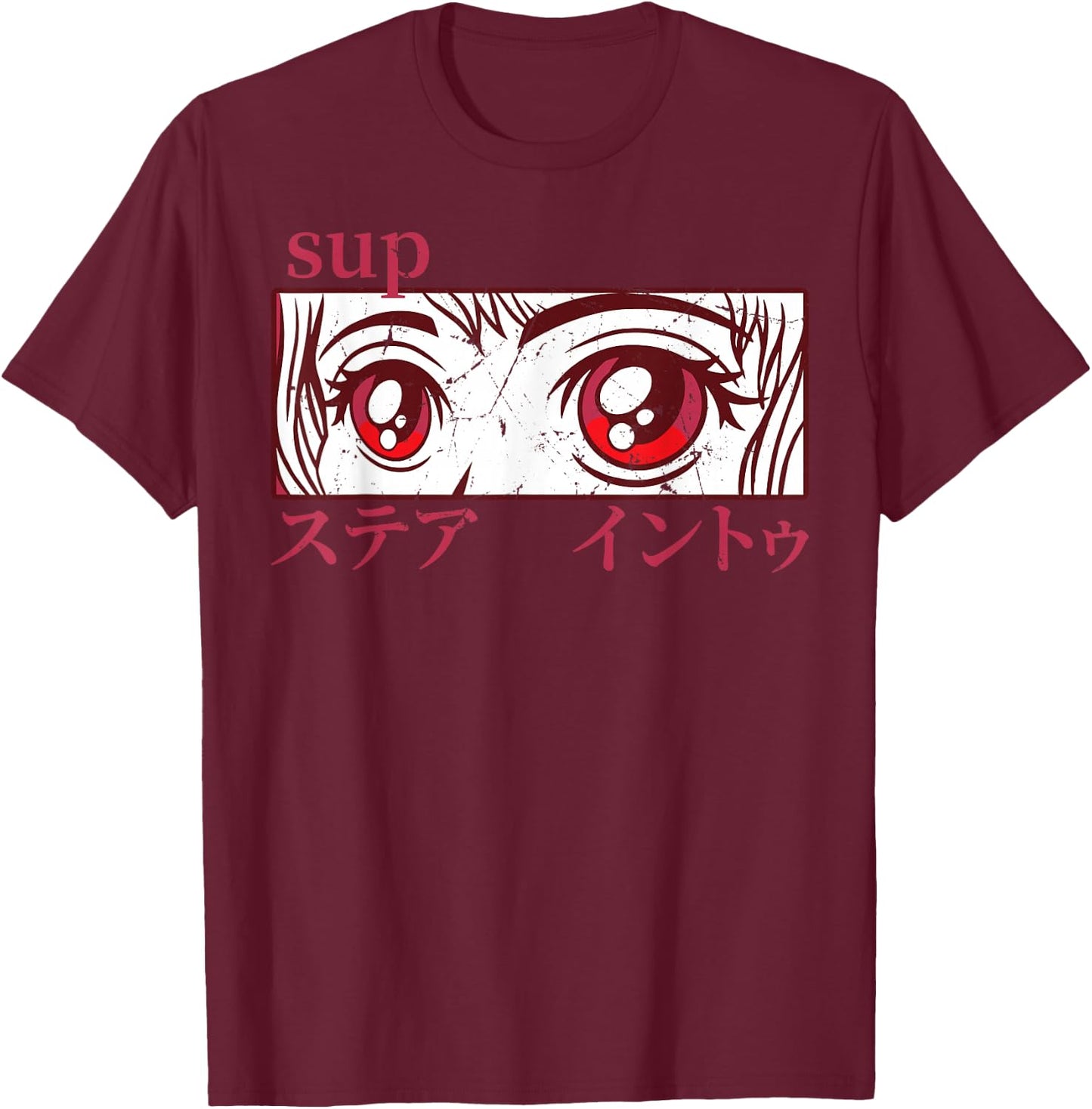 Anime Girl Eyes - Japan Culture Art - Japanese Aesthetic T-Shirt - T-Shirt | Maroon
