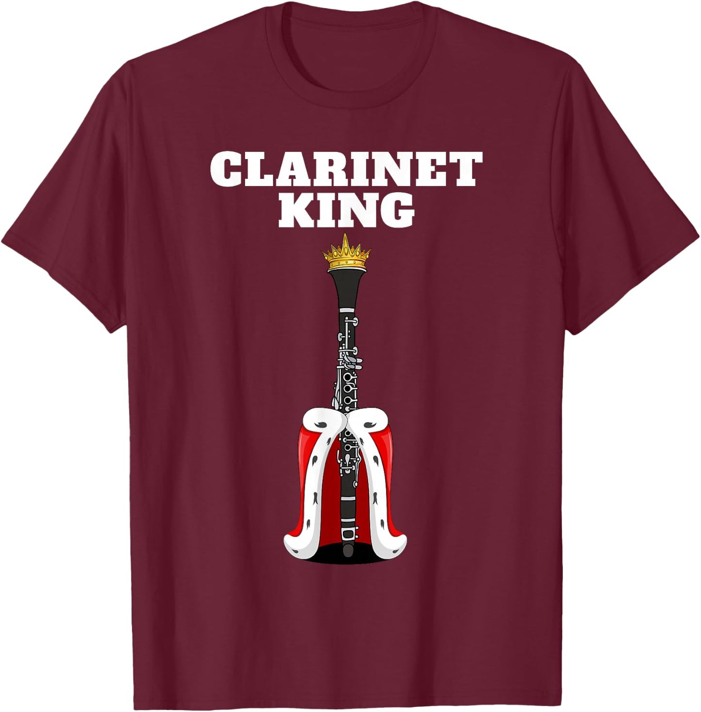 Clarinet Shirts for Boys | Black Clarinet King T-Shirt - T-Shirt | Maroon