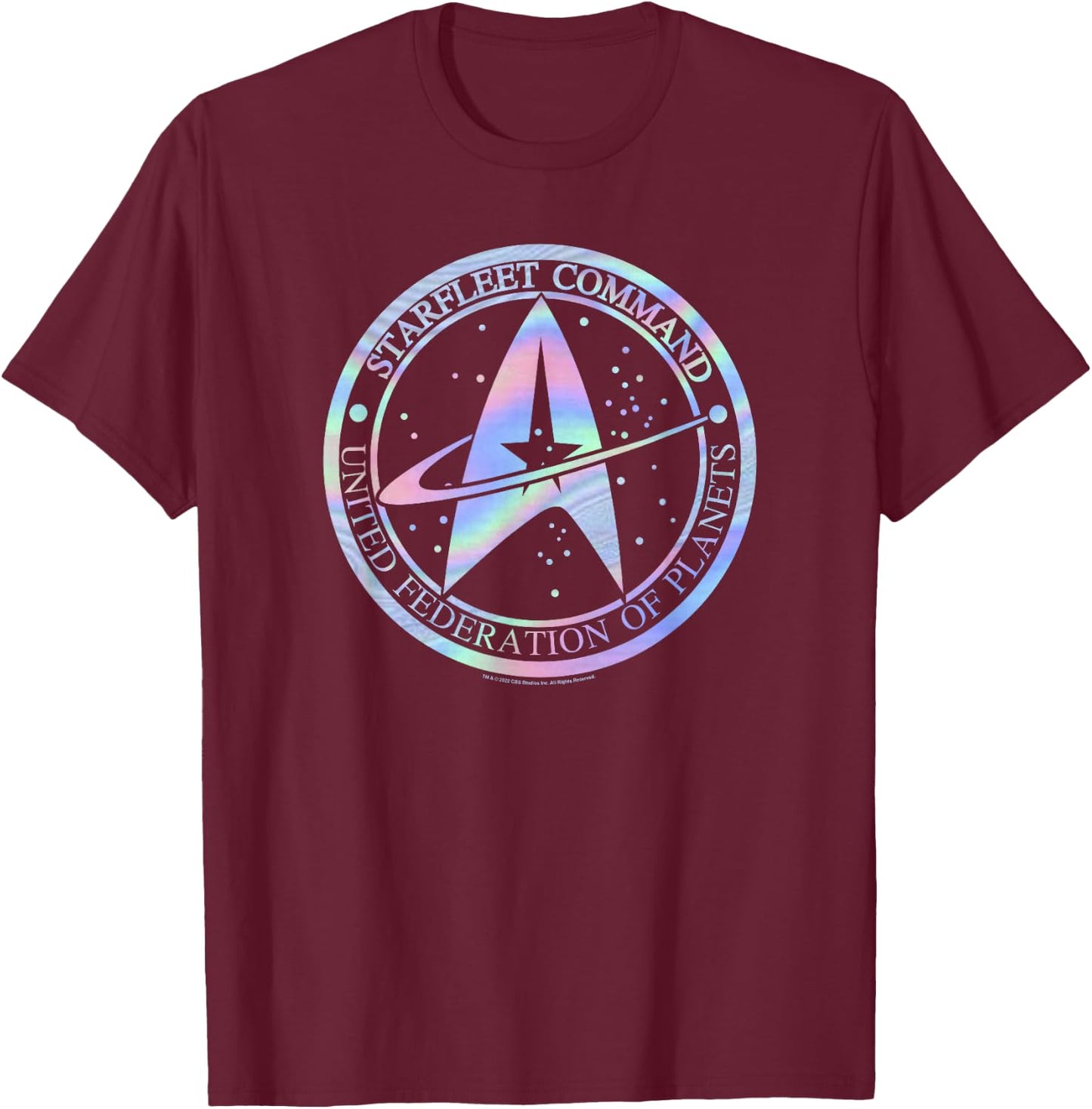 Star Trek Starfleet Command Hologram Fill T-Shirt - T-Shirt | Maroon