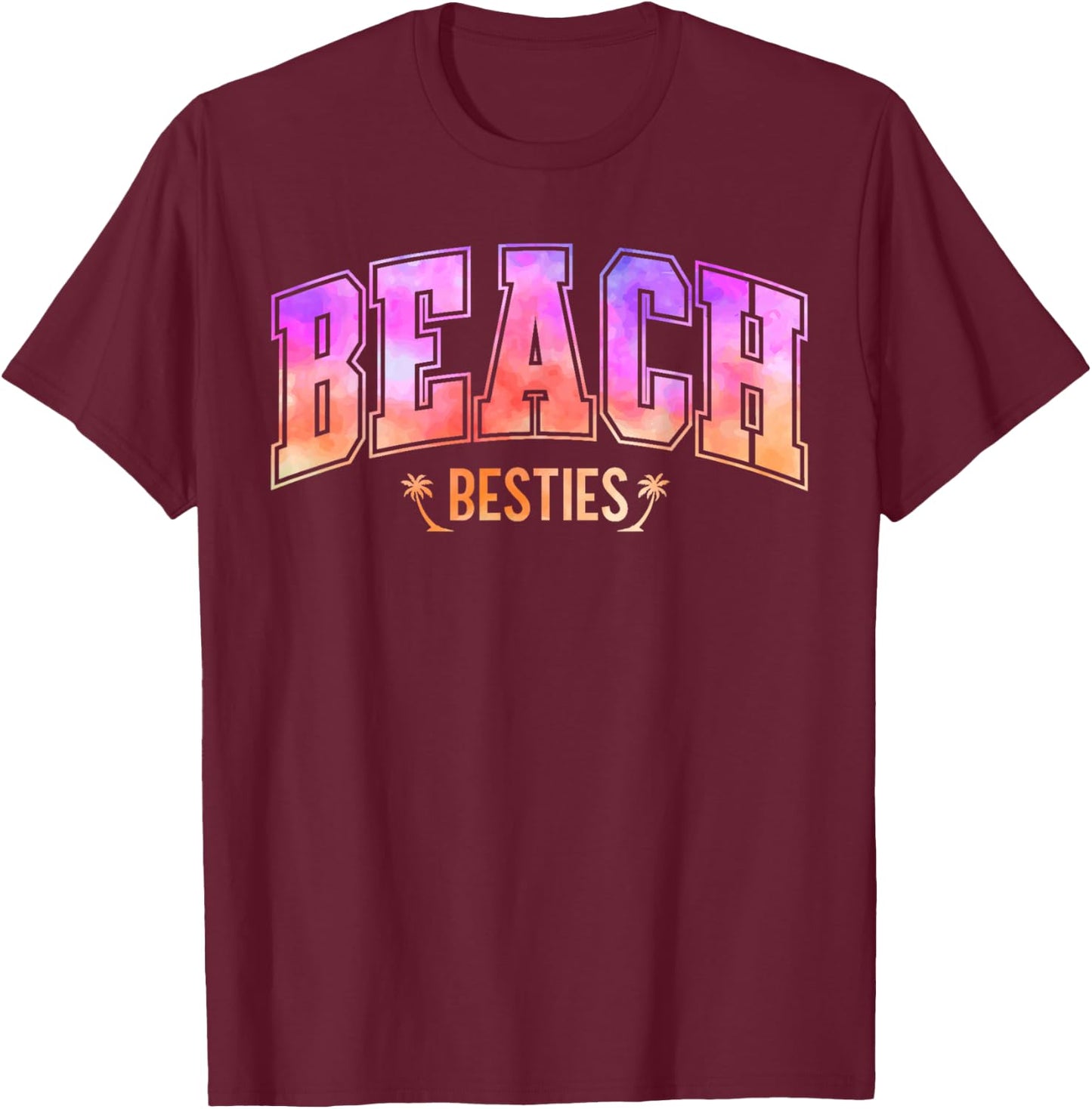 Best Friend Matching Beach Tie Dye Bestie Trip BFF Vacation T-Shirt - T-Shirt | Maroon