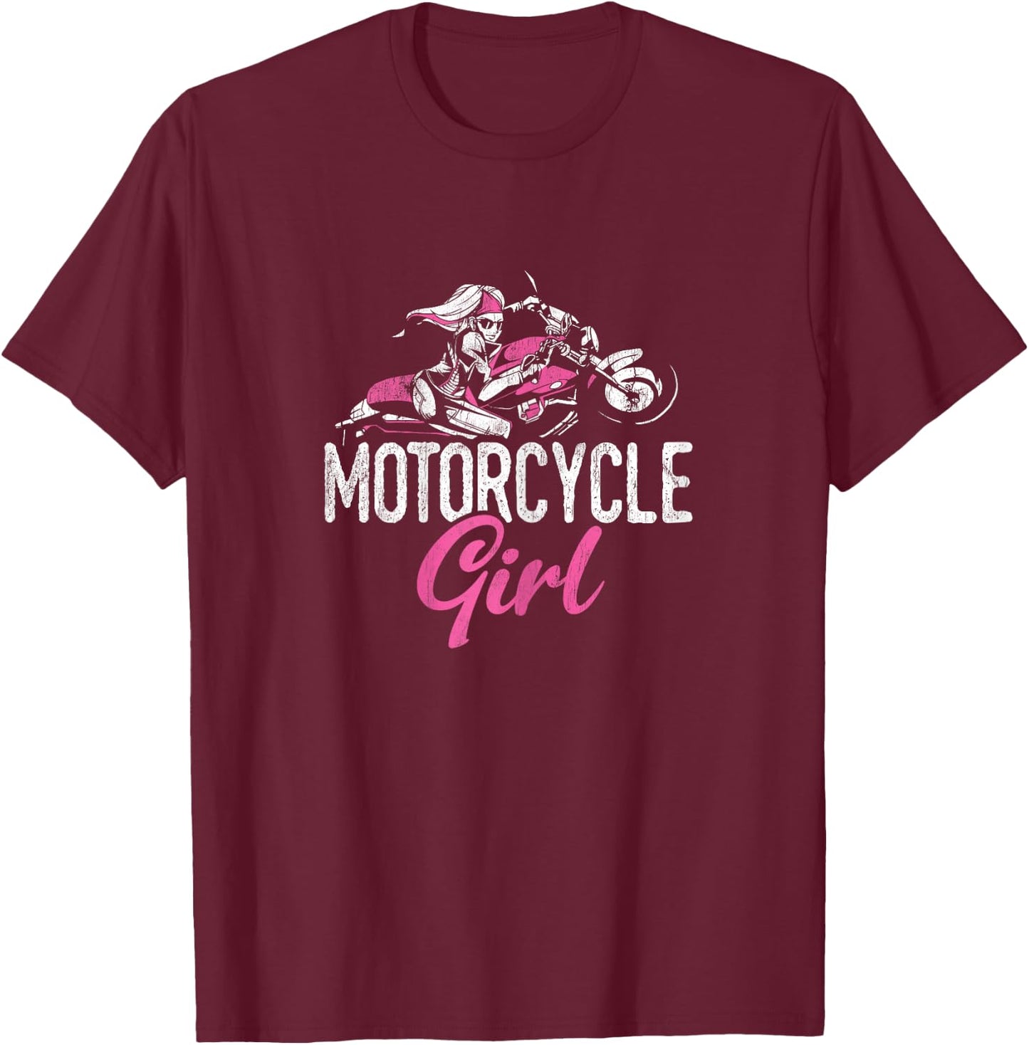 Motorcycle Girl Bike Motor Motorcycle T-Shirt - T-Shirt | Maroon