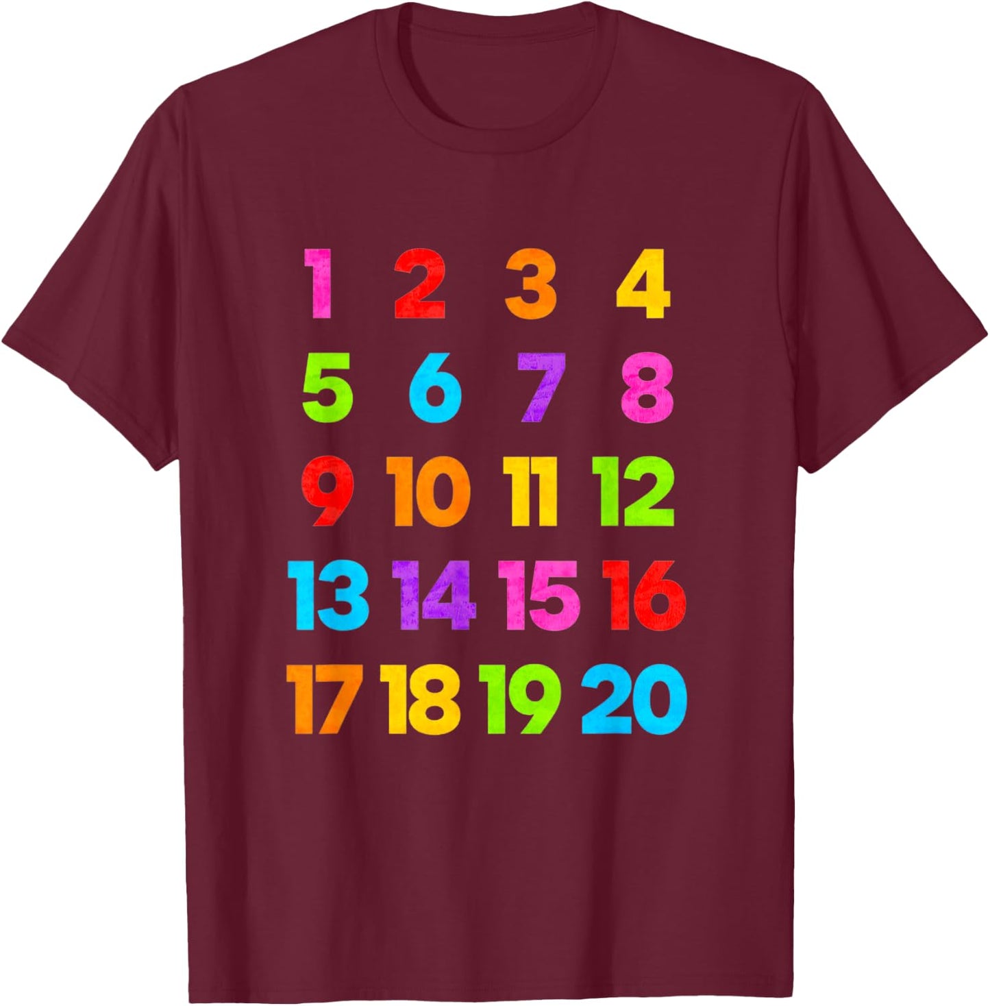 Counting 1-10 Learn to Count Number School Kids Teacher T-Shirt - T-Shirt | Maroon