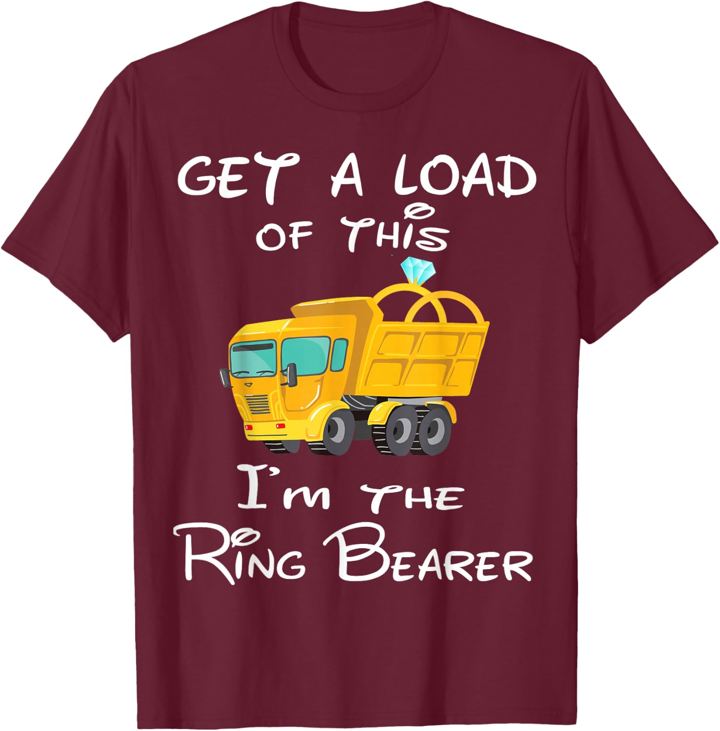 Wedding Party I'm the Ring Bearer Truck Gifts Kids T-Shirt - T-Shirt | Maroon