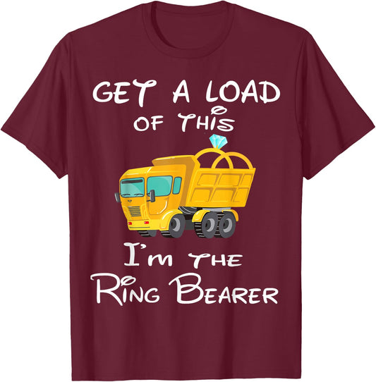 Wedding Party I'm the Ring Bearer Truck Gifts Kids T-Shirt - T-Shirt | Maroon