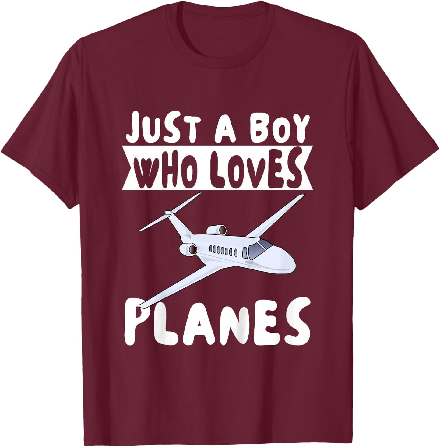 Kids Just A Boy Who Loves Planes Airplane Boys Toddler Kids T-Shirt - T-Shirt | Maroon