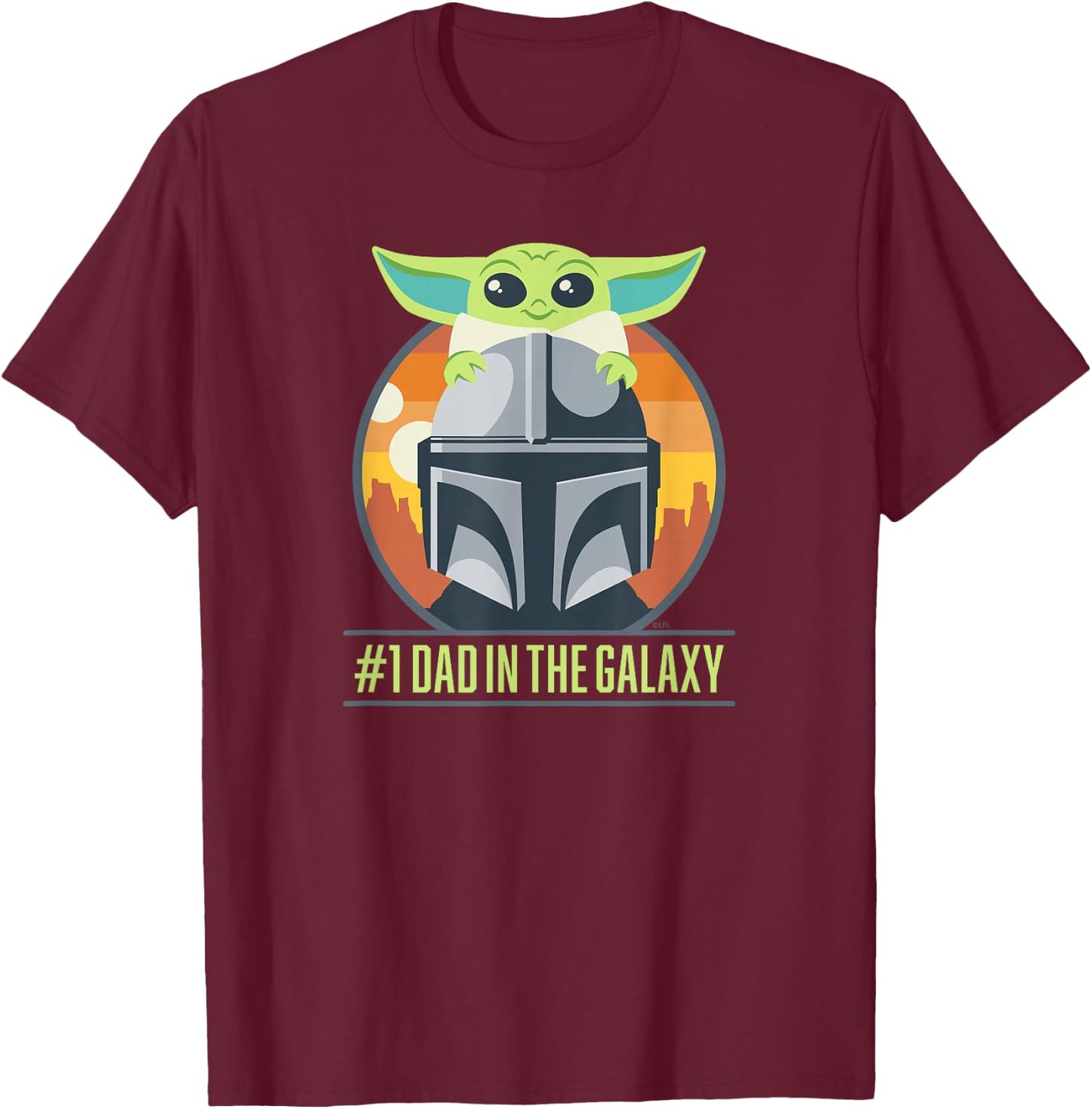 Star Wars The Mandalorian and Grogu #1 Dad in the Galaxy T-Shirt - T-Shirt | Maroon