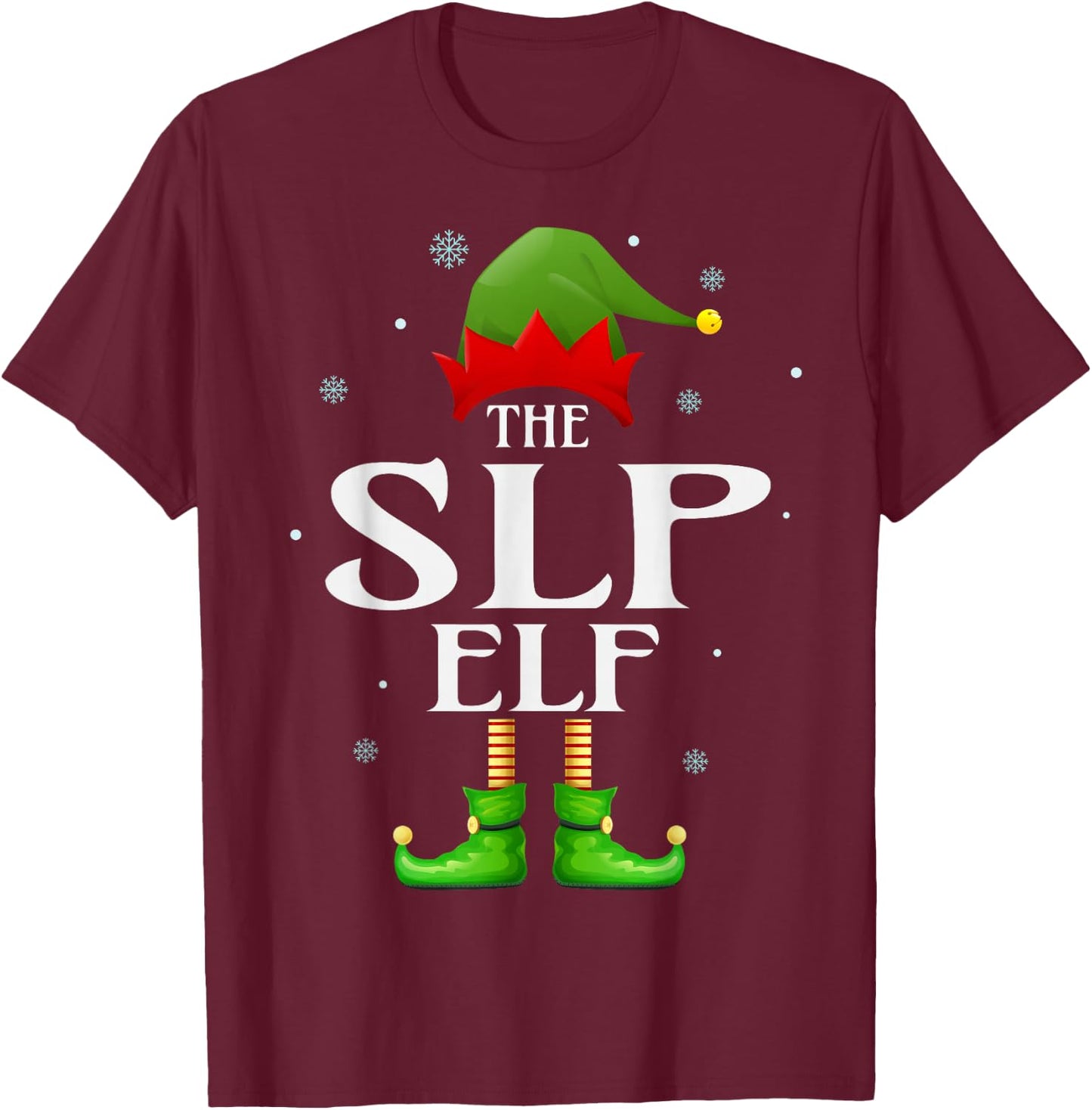 SLP Elf Xmas Funny Family Matching Group Christmas Pajama T-Shirt - T-Shirt | Maroon