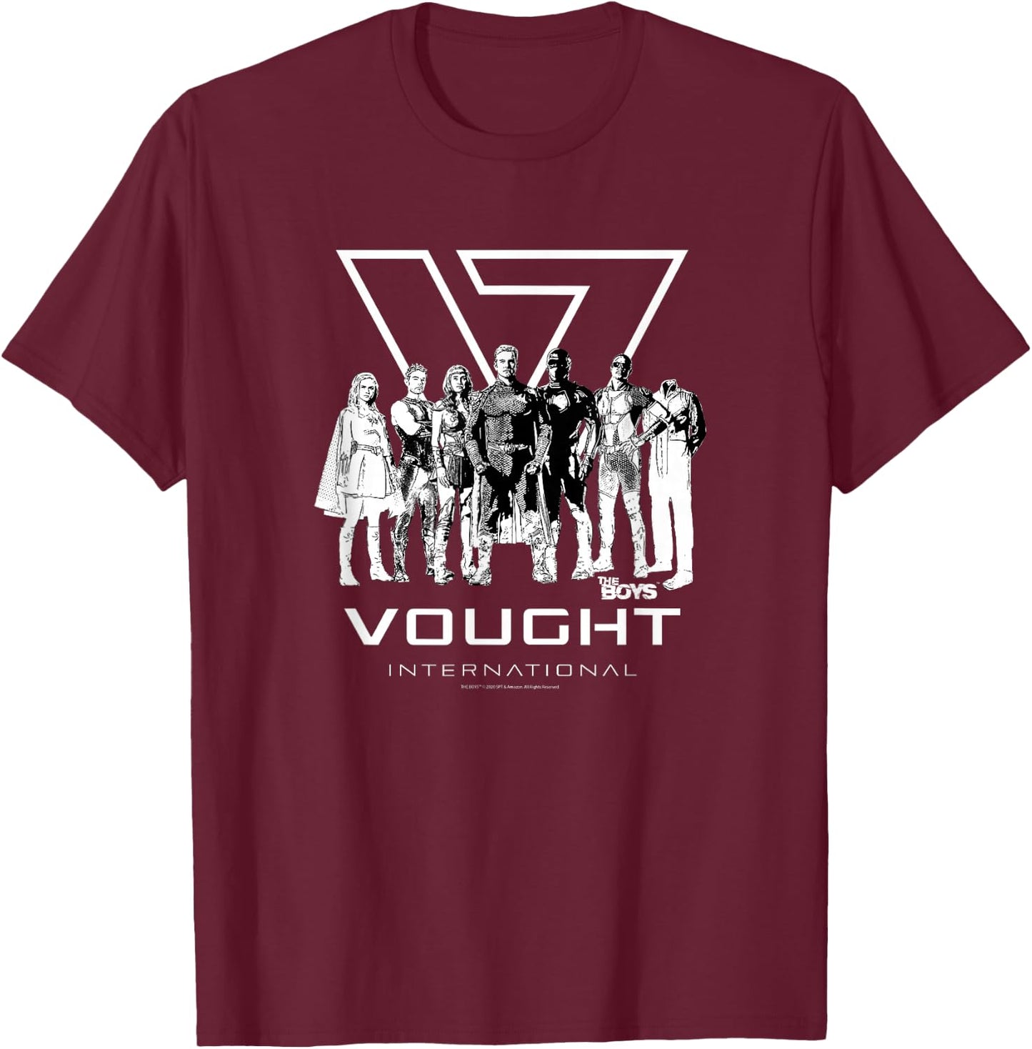 The Boys Vought Group Photo Superhero TV Show T-Shirt - T-Shirt | Maroon