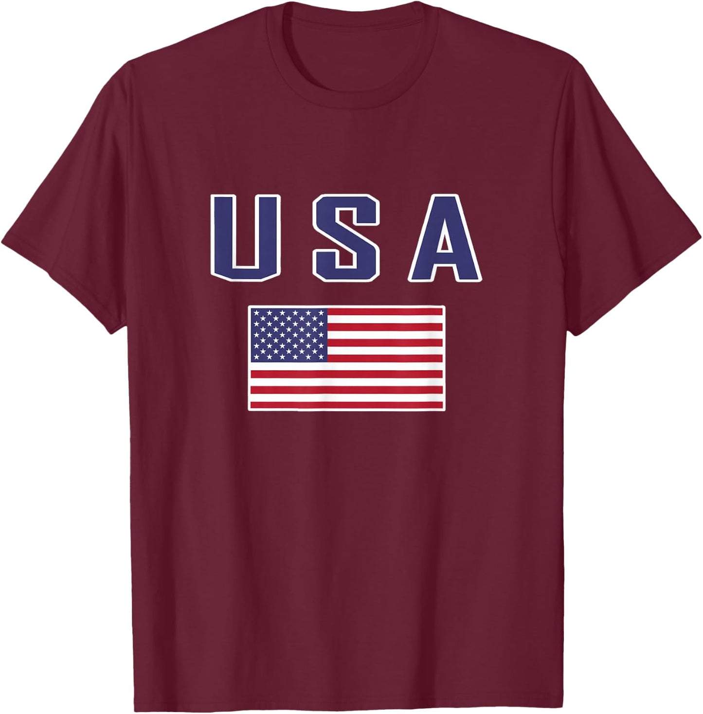 American Flag Cool Patriotic USA Flags Men Women T-Shirt - T-Shirt | Maroon