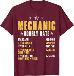 Car Mechanics Rate Garage Mechanics Mechanic Hourly Rate T-Shirt - T-Shirt | Maroon