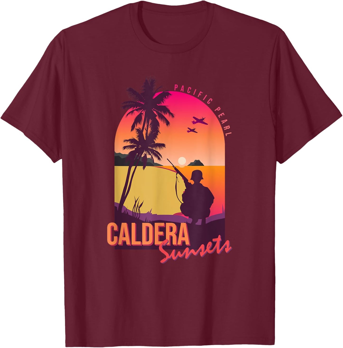 Warzone Pacific Pearl Sunsets Verdansk Gulag T-Shirt - T-Shirt | Maroon
