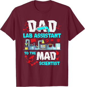 Dad Lab Assistant Mad Scientist Party microscope Birthday T-Shirt - T-Shirt | Maroon