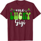 One Lucky Gigi Groovy Retro Gigi St Patrick's Day T-Shirt - T-Shirt | Maroon