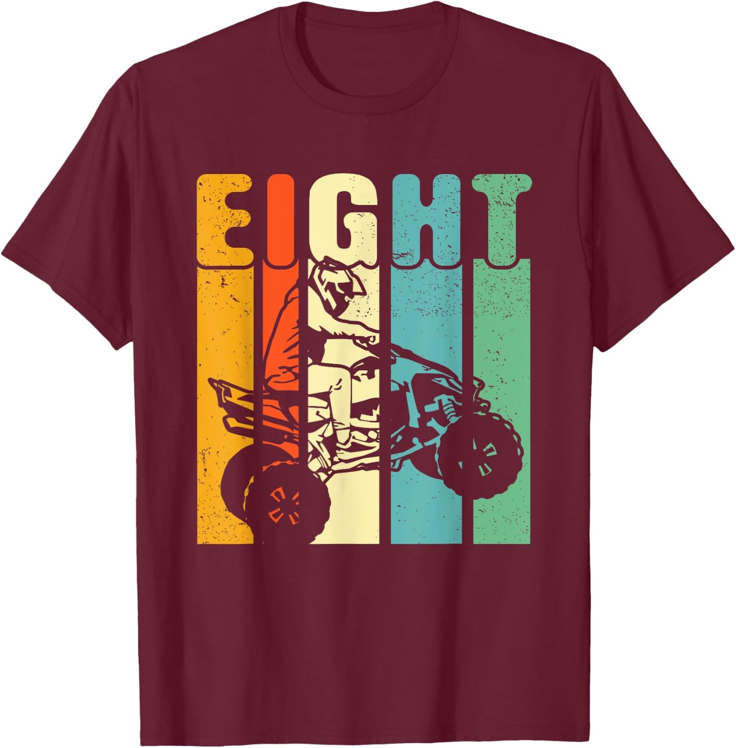 8th Birthday ATV Off Road Four Wheeler Quad Bike Mud Racing T-Shirt - T-Shirt | Maroon
