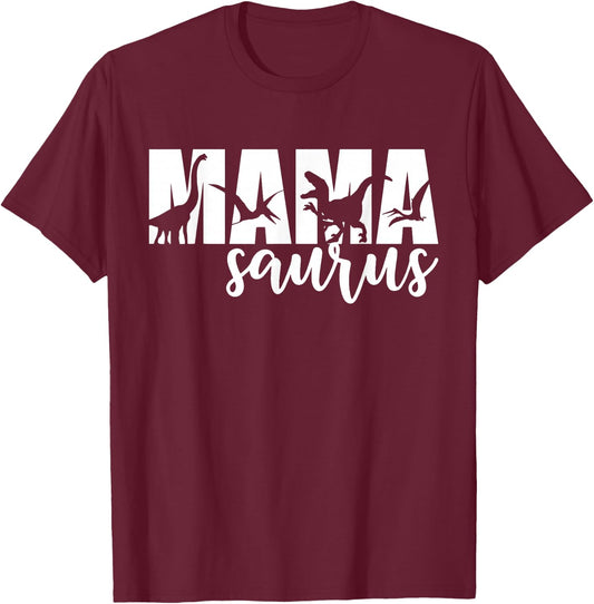 MamaSaurus T rex Dinosaur Funny Mama Saurus Mother's Day T-Shirt - T-Shirt | Maroon