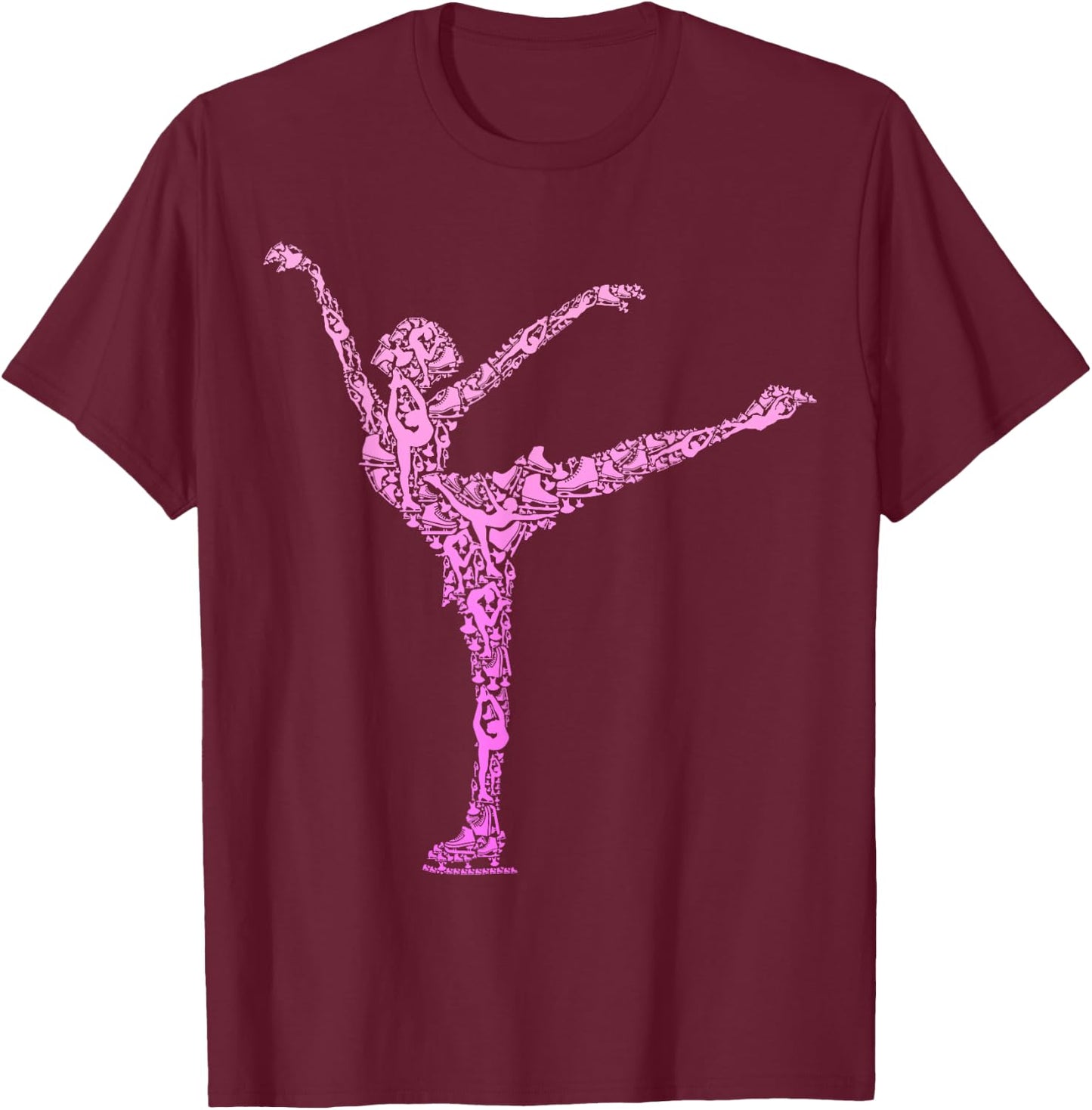 Figure Skating Ice Skating Ice Skates Girls Women T-Shirt - T-Shirt | Maroon