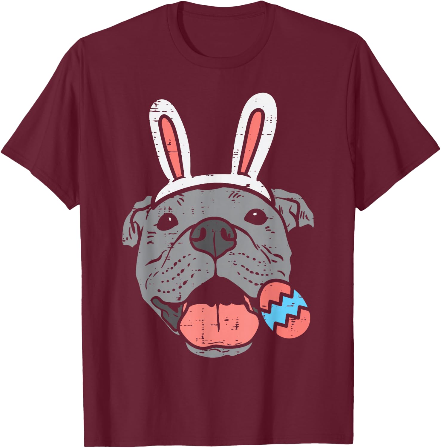 Easter Pitbull Bunny Face Pittie Dog Lover Men Women Kids T-Shirt - T-Shirt | Maroon