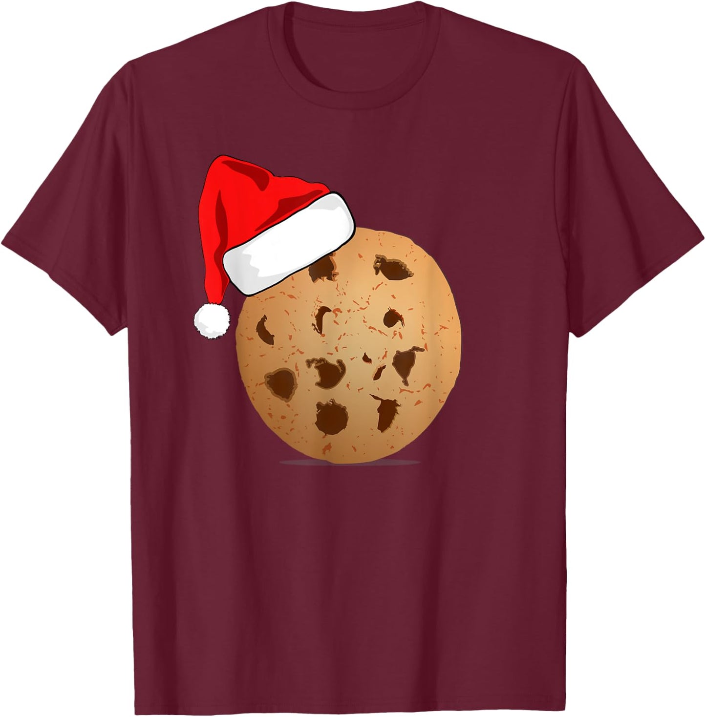 Funny Chocolate Chip Cookie Santa Hat Matching Christmas T-Shirt - T-Shirt | Maroon