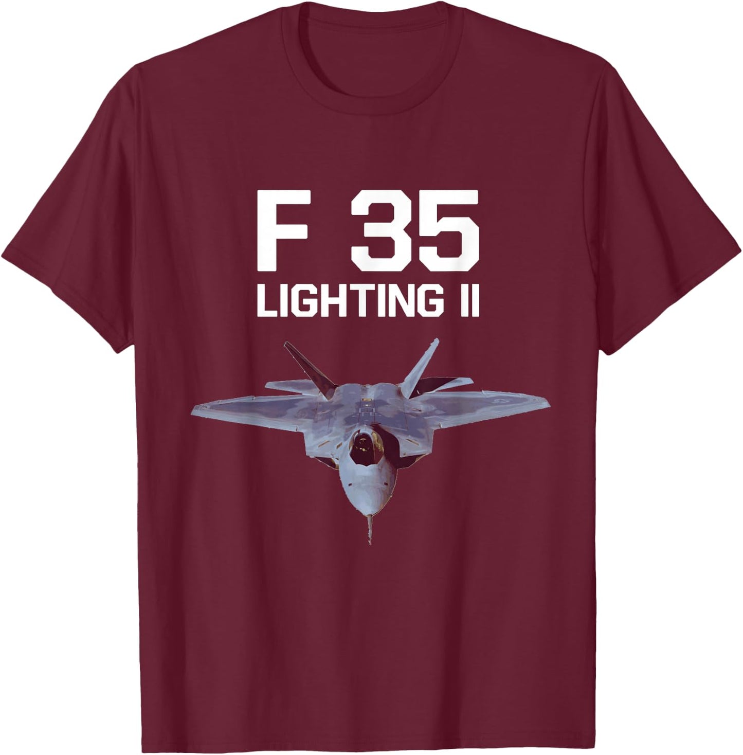 F35 Lighting II Airplane Jet Engine T-Shirt - T-Shirt | Maroon
