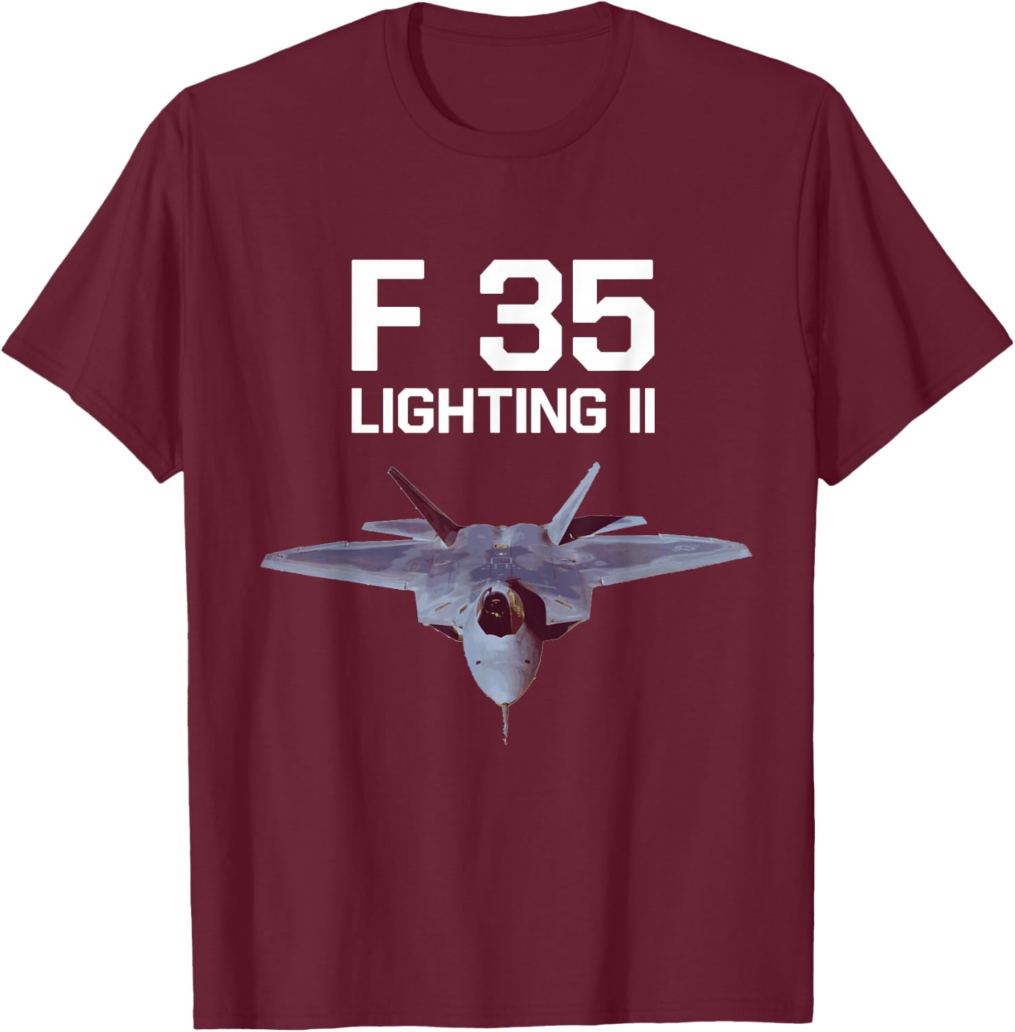 F35 Lighting II Airplane Jet Engine T-Shirt - T-Shirt | Maroon