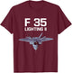 F35 Lighting II Airplane Jet Engine T-Shirt - T-Shirt | Maroon