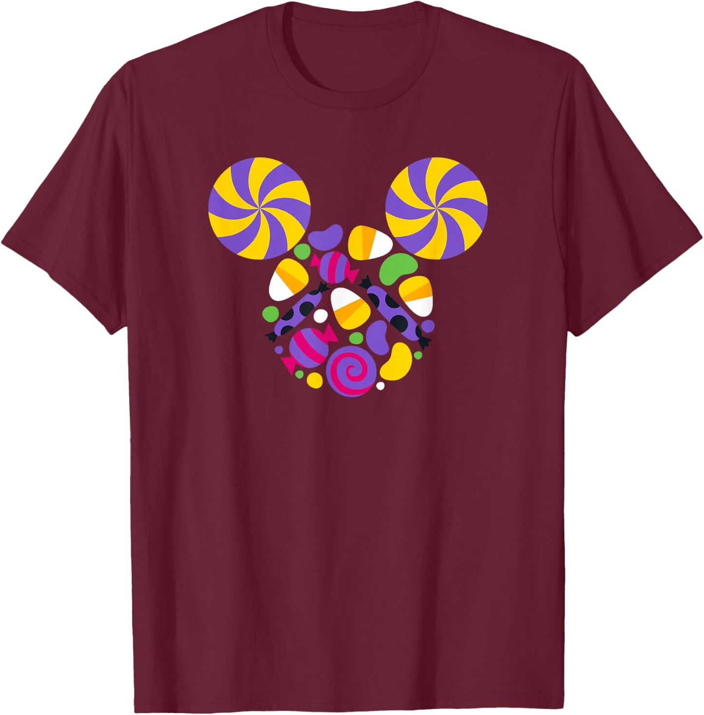 Disney Mickey and Friends Halloween Mickey Candy Face T-Shirt - T-Shirt | Maroon