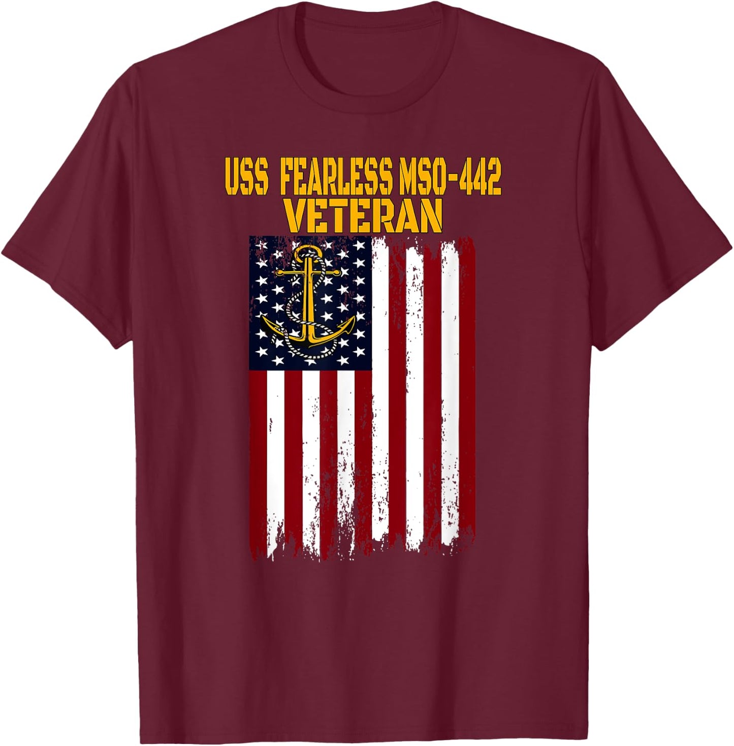 USS Fearless MSO-442 Minesweeper Warship Veterans Day T-Shirt - T-Shirt | Maroon